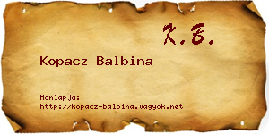 Kopacz Balbina névjegykártya